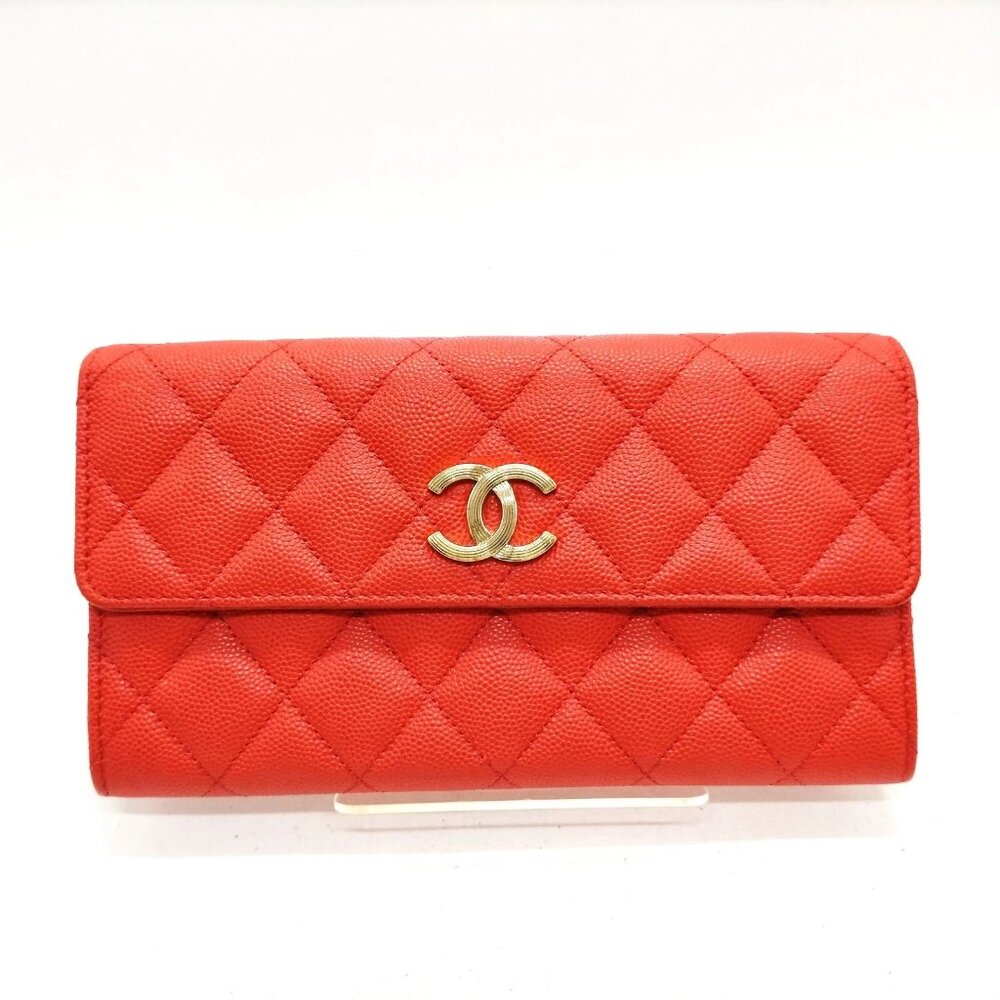 Chanel Long Wallet Red CaviarSkin 650-082325